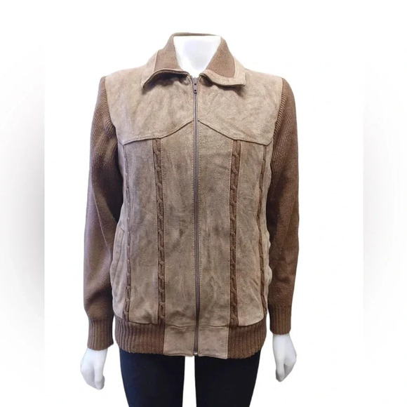 Rally Express Vintage Leather And Knot Sweater Jacket Size  Small - Picture 2 of 10